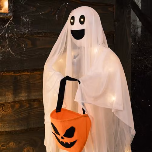 Lights4fun Ghost Family LED Halloween Decoration, White, Height: 160 cm – 2