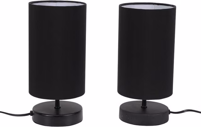 ValueLights Francis Matte Black Touch Table Lamp with Fabric Shade