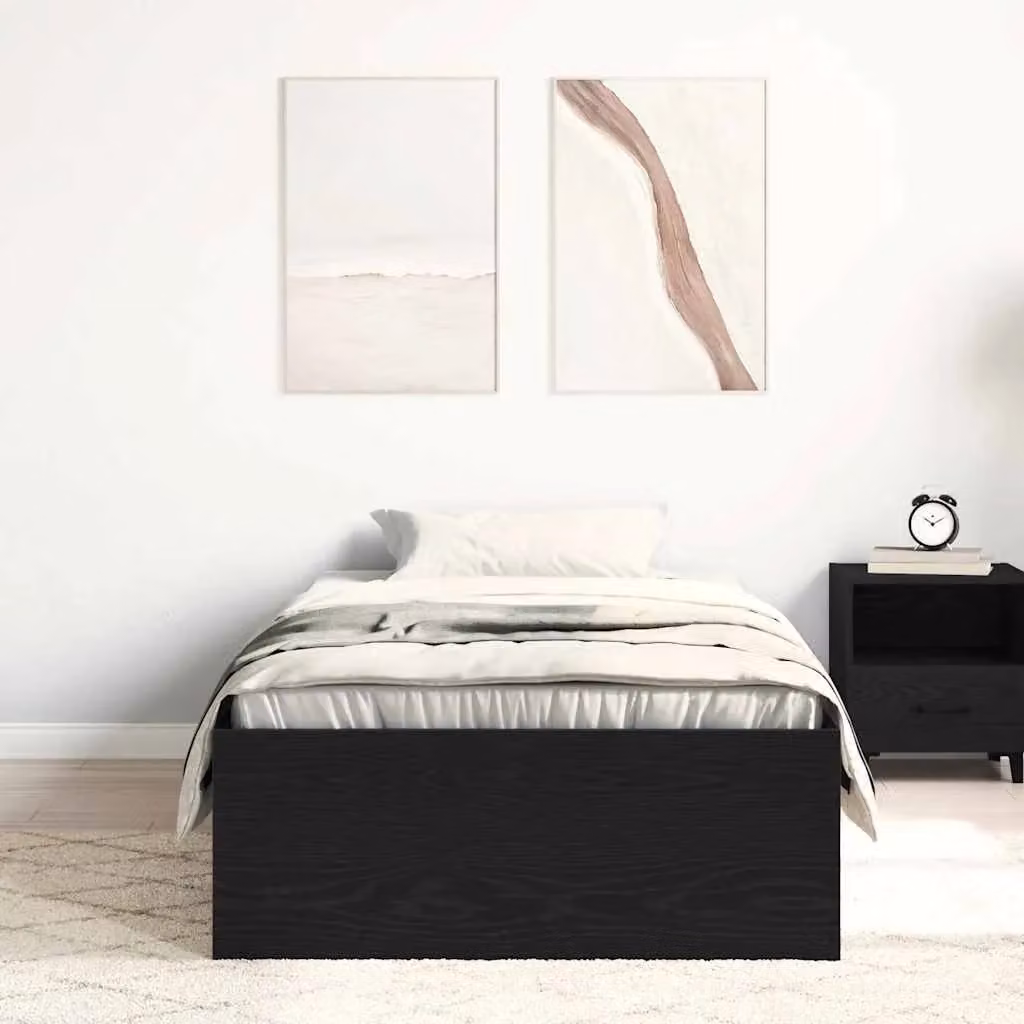 Berkfield Home Bed Frame in Black Oak and Brown Engineered Wood, W: 75 cm, L: 190 cm – 3