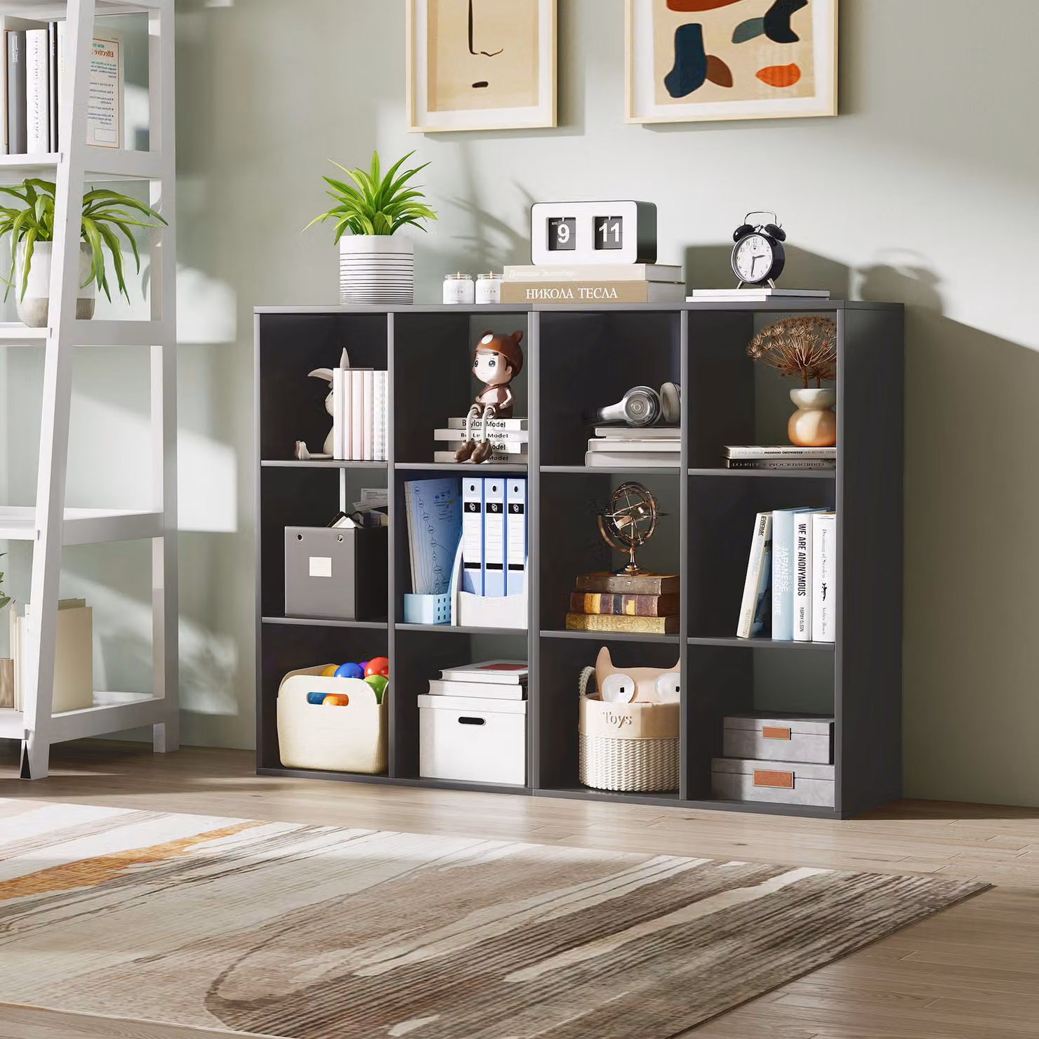 HOMCOM 6-Cube Modern Bookshelf in Black – 7