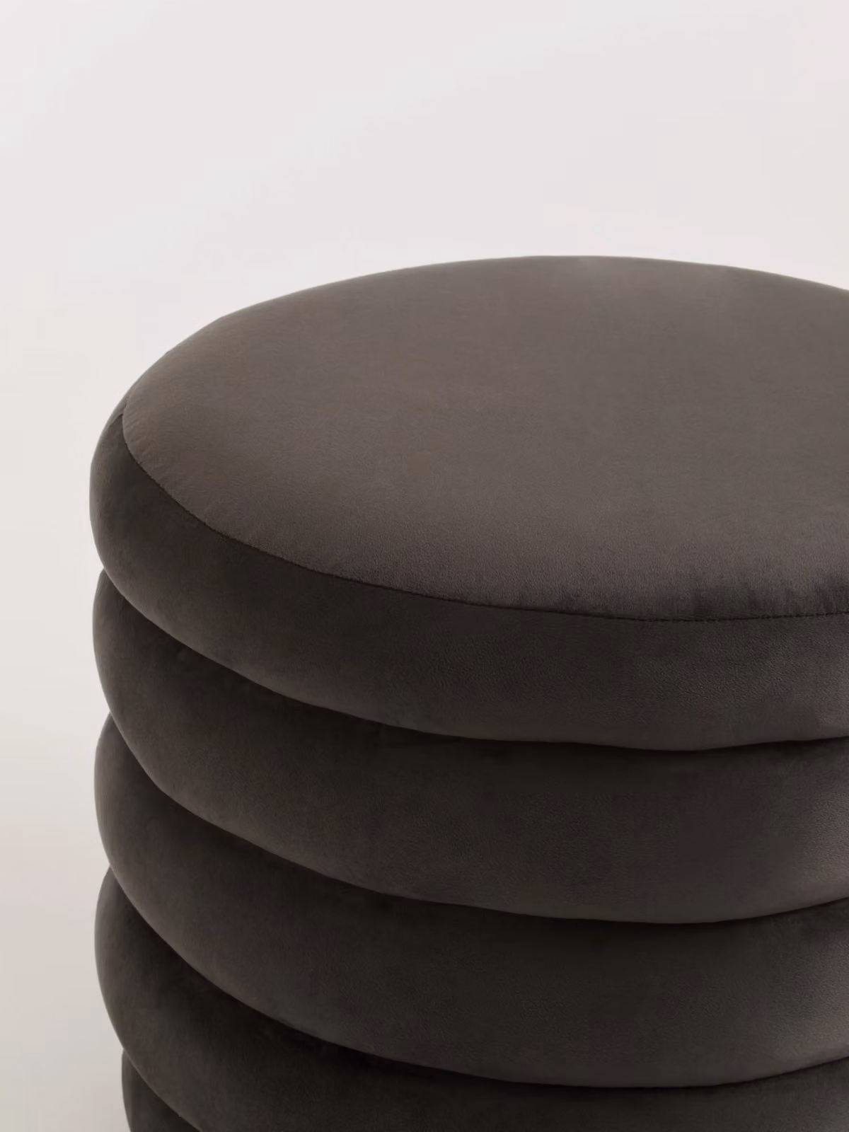 Orsina Mink Grey Velvet Round Cylindrical Footstool – 5