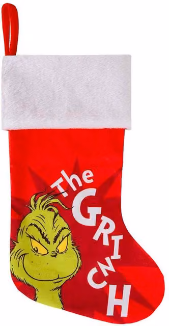 VFM e-Store Grinch Christmas Stocking in Red and White, H 40 cm x W 26 cm x D 26 cm – 1