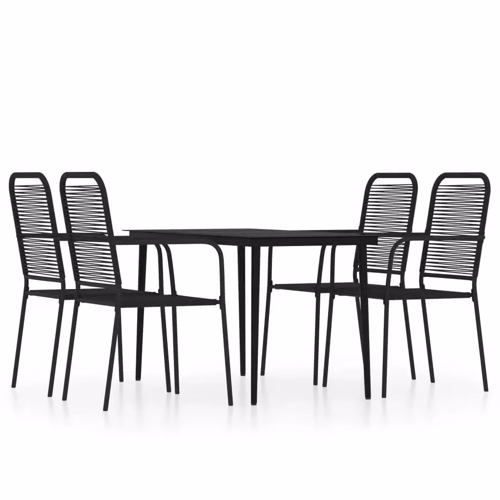 Berkfield Home 5 Piece Modern Garden Dining Set in Matt Black Metal and Glass – 2