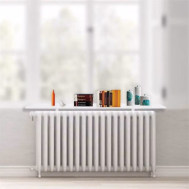 Nordara White MDF Radiator Cover Shelf with Wall Brackets, W: 60 cm, D: 14.5 cm
