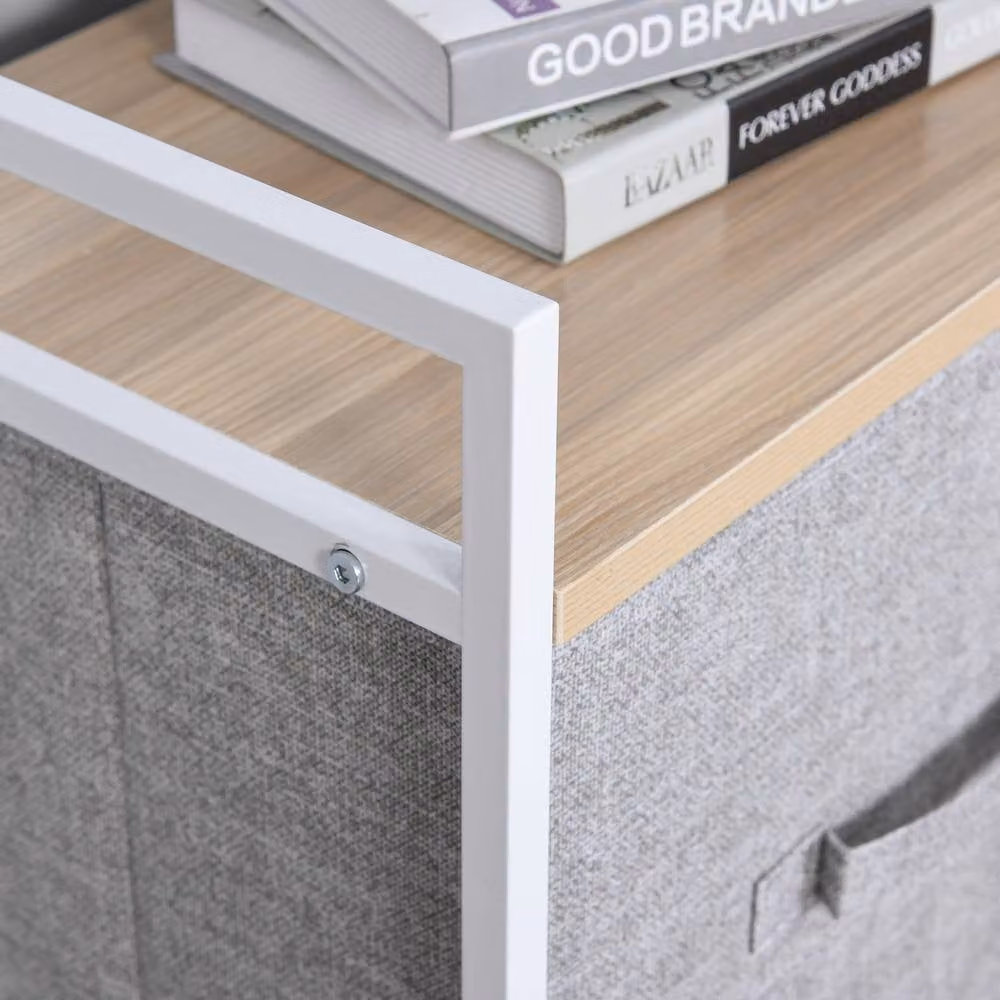 STILVORA 5 Drawer Storage Unit with Metal Frame in Grey Linen – 4