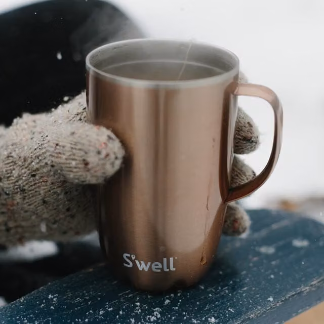 S'well Pyrite Stainless Steel Mug with Lid and Handle, 350ml, Gold