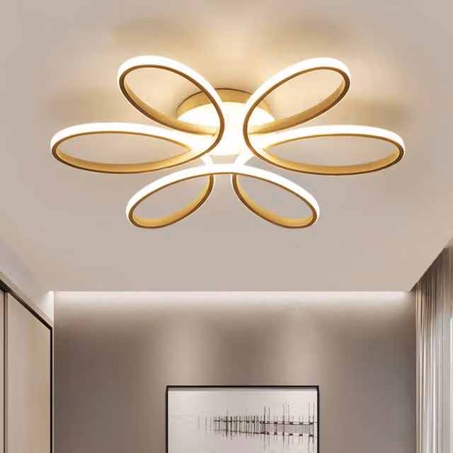 Livingandhome Petal LED Semi Flush Mount Ceiling Light, White, Diameter: 74 cm