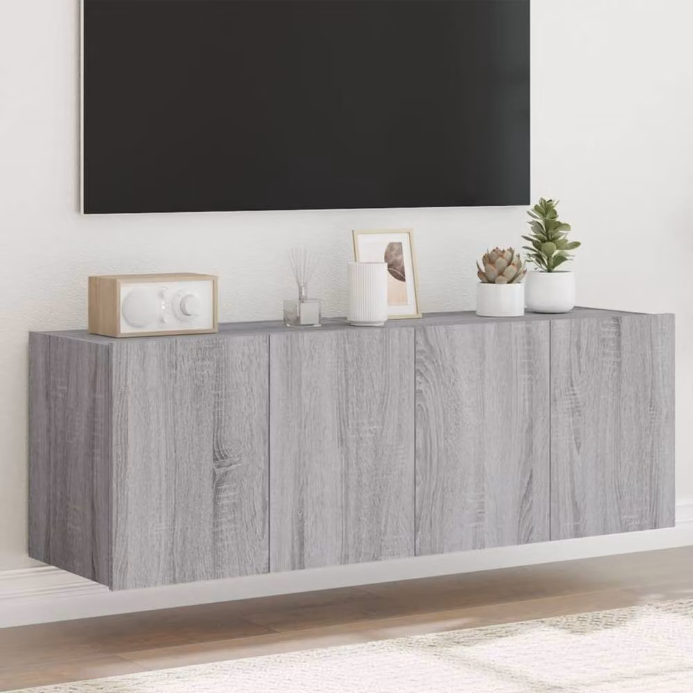 Berkfield Home Set of 2 Grey Sonoma Wall Mounted TV Cabinets with Integrated LED Lighting W/D/H: 60 x 35 x 41 cm – 2