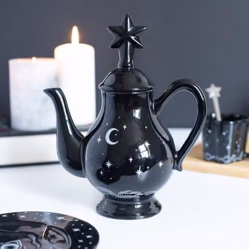 Kingsbury Gifts Spellbound Sky Ceramic Teapot in Black and White – 2