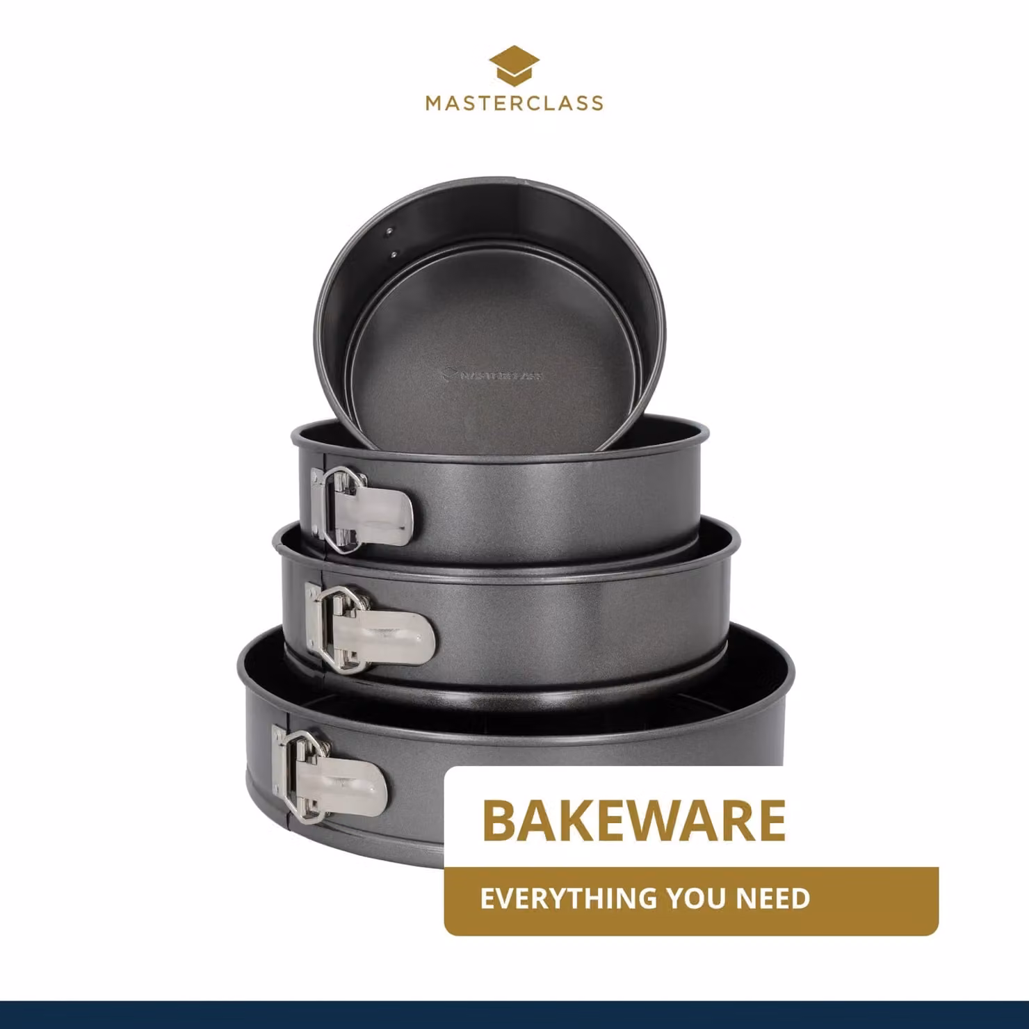 MasterClass Non-Stick Round Springform Loose Base Cake Tin, Diameter: 30 cm, Dark Grey – 7