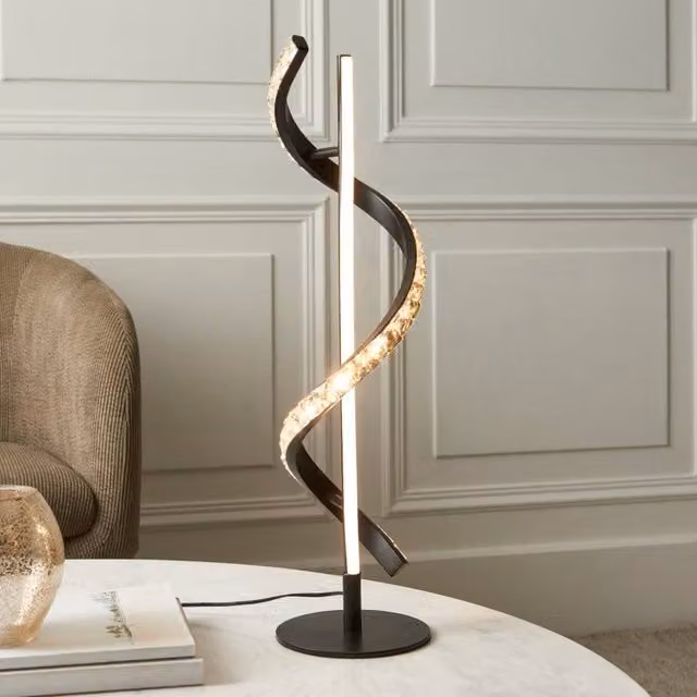 Pagazzi Hyde LED Table Lamp in Matte Black and Crystal