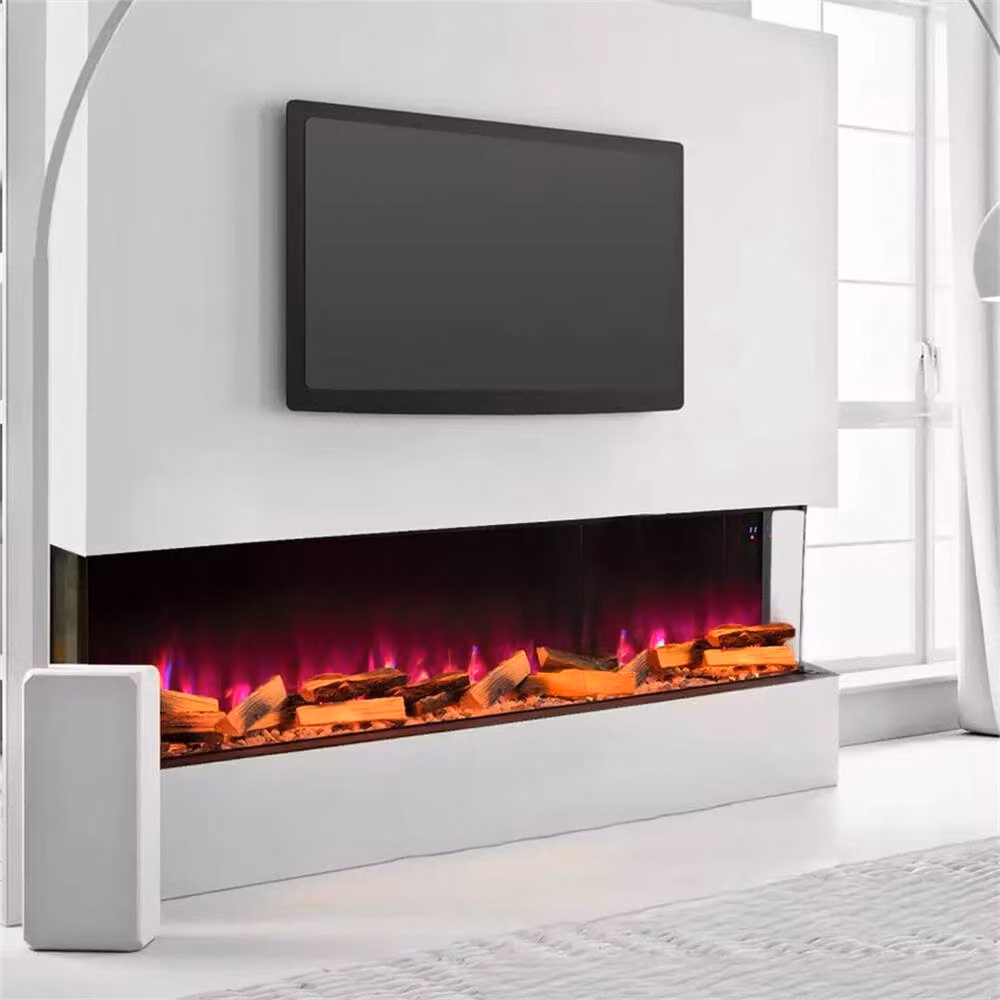 PAWNORA Electric 3 Sided Media Fire Standing Heater in Black, W: 152.4 cm – 3