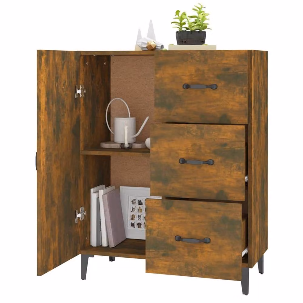 Berkfield Home Smoked Oak Sideboard in Brown, W/D/H: 69.5 x 34 x 90 cm – 3