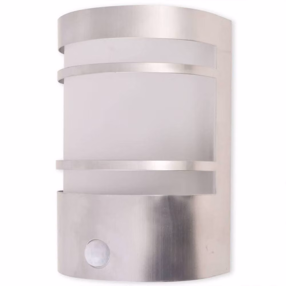 Berkfield Home Silver Stainless Steel Outdoor Wall Light with Motion Sensor and Replaceable Bulb – 2