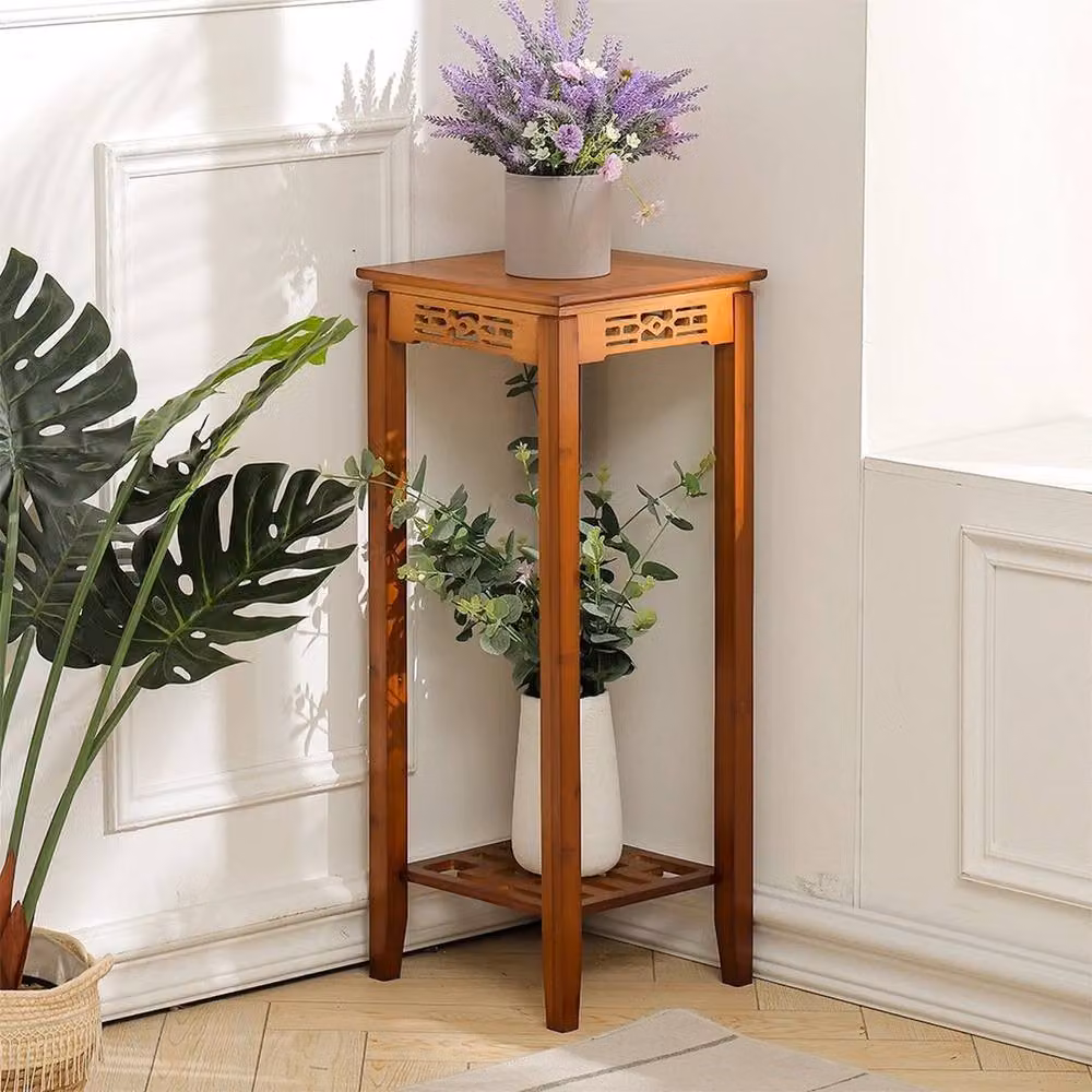 FORGEVIO Bamboo Plant Stand Tall Flower Pot Holder in Brown – 3