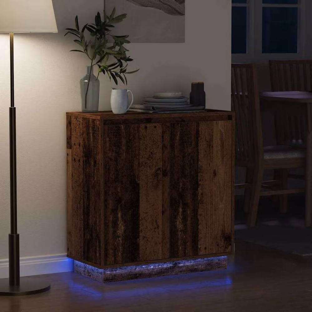 Berkfield Home Rustic Sideboard with Integrated LED Lighting in Brown, W/D/H: 71 x 34.5 x 75 cm – 4