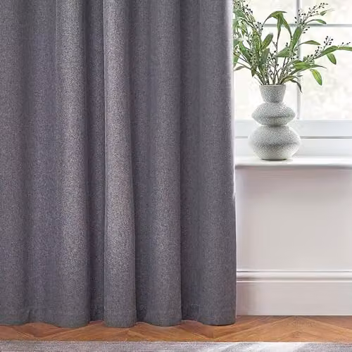Riva Home Furn Blackout Eyelet Curtain Pair in Grey/Black, Width: 168 cm, Drop: 229 cm – 3
