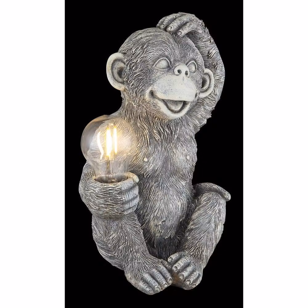 Globo Lighting Monkey Solar Garden Decoration LED Warm White Grey W/D/H: 20 x 15.5 x 27.5 cm – 7