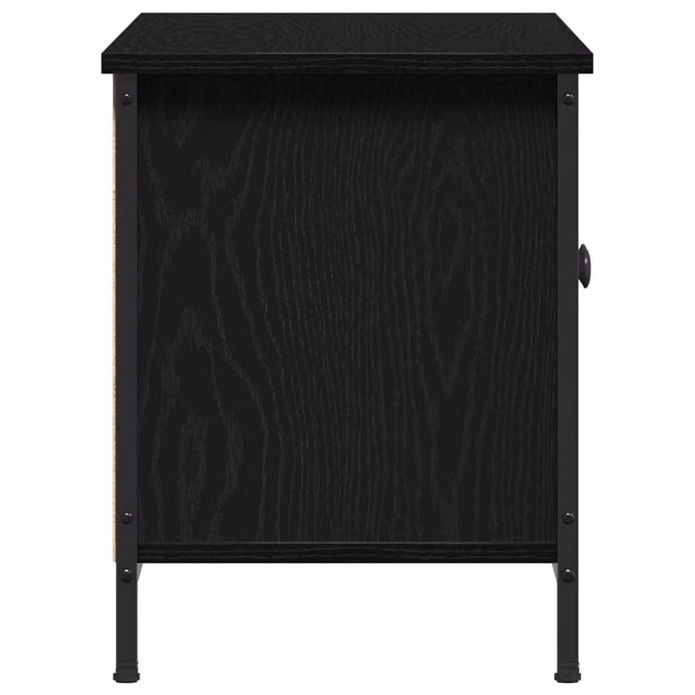 Berkfield Home Black Oak TV Stand in Black with Metal and Wood Finish, W: 102 cm, D: 35 cm, H: 45 cm – 5