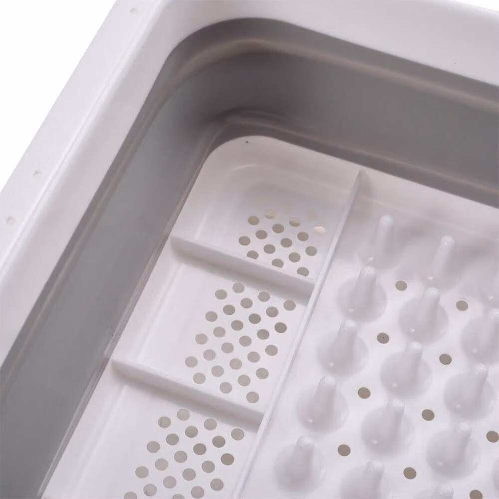 PAWNORA Foldable Plastic Dish Drying Rack with Drip Tray, Grey – 2
