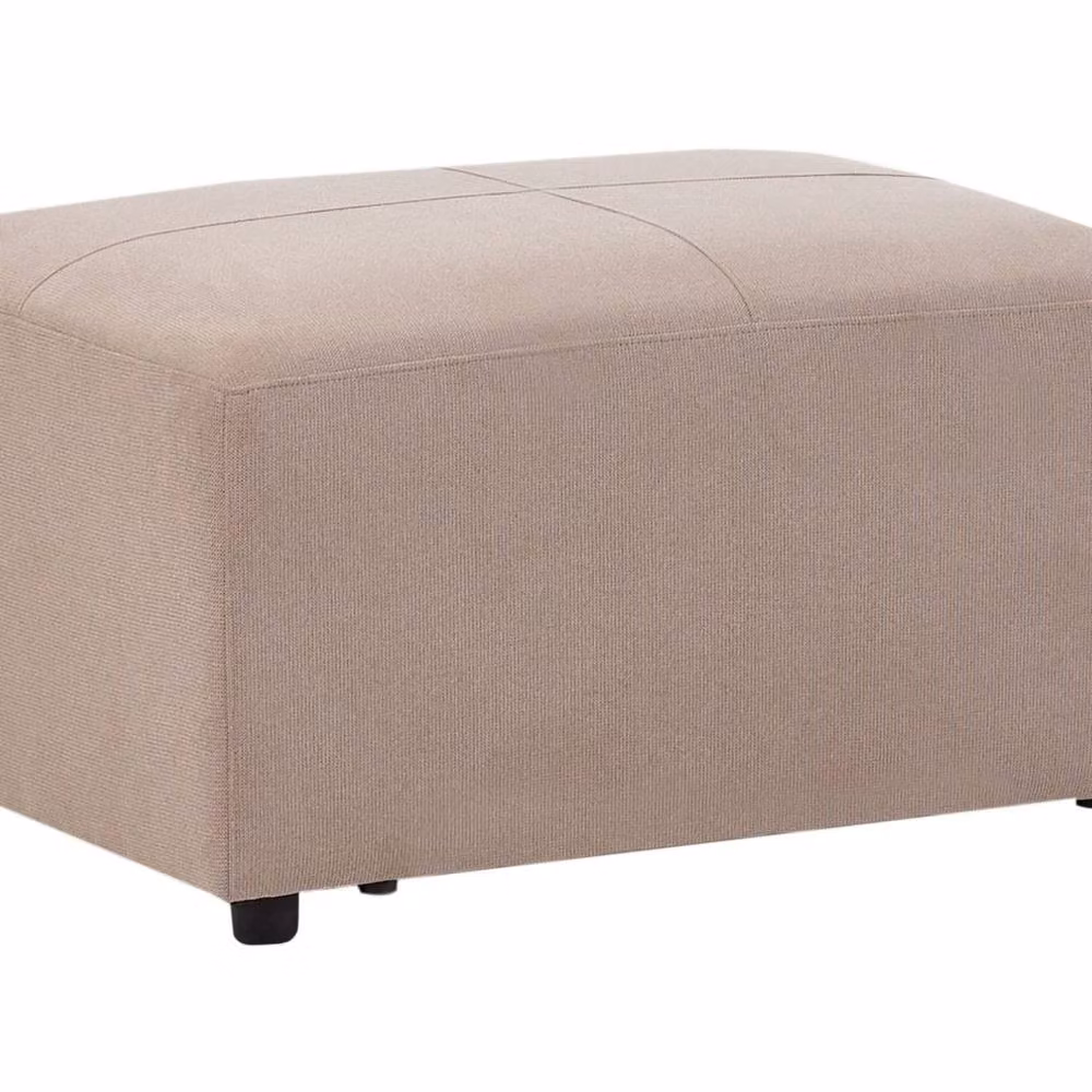 Wyld and Coco Taupe Rectangular Upholstered Ottoman with Metal Frame in Beige – 2