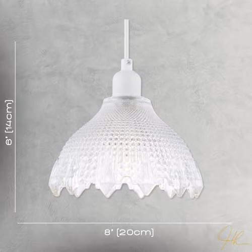 Happy Homewares Classic Ornate Round Clear Glass Pendant Light Shade with Moulded Design, W: 20 cm, H: 14 cm – 3