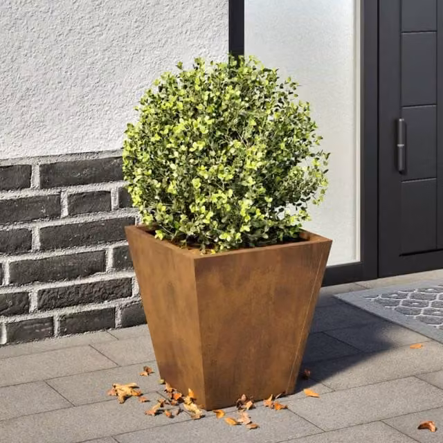 Berkfield Home Brown Corten Steel Garden Planter Tub W/D/H: 30 x 30 x 30 cm – 1