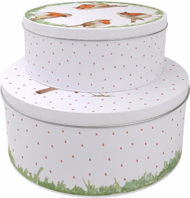 Purely Home Round Robins Cake Tin Set in Multicolour and White