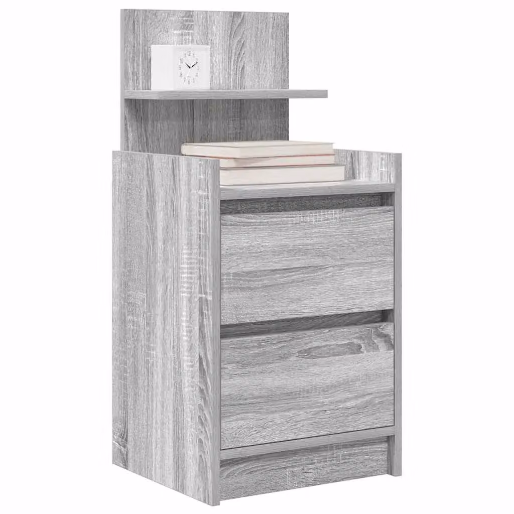 Berkfield Home Set of 2 Bedside Cabinets with 2 Drawers in Grey Sonoma, W/D/H: 38 x 34 x 80 cm – 3