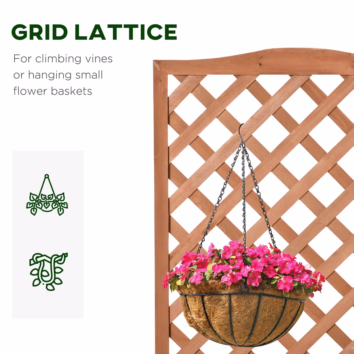 Outsunny Brown Wooden Garden Planter Box with Trellis and Lattice Support, W: 76 cm, D: 36 cm, H: 170 cm – 5