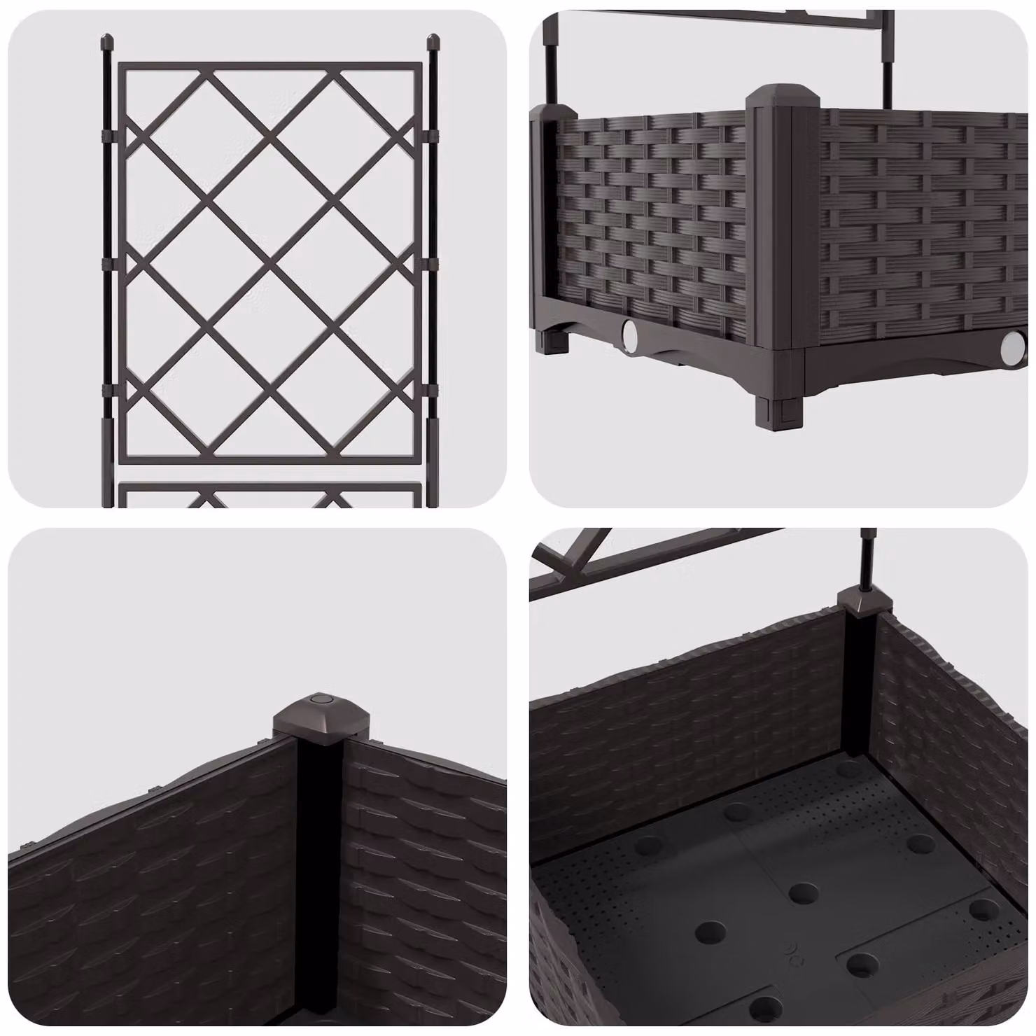 Berkfield Home Garden Planter with Trellis, Brown, W/D/H: 40 x 40 x 125 cm – 3