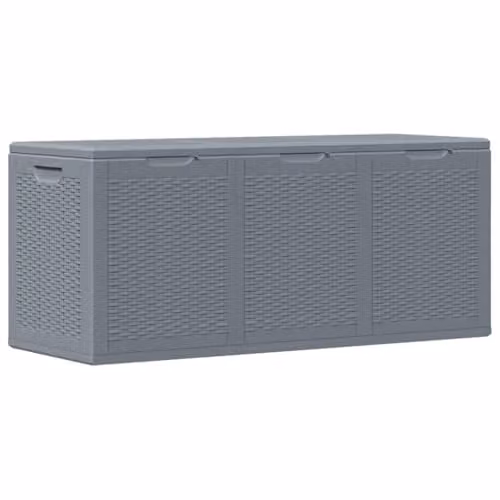 vidaXL Grey Rattan Plastic Garden Storage Box – 1