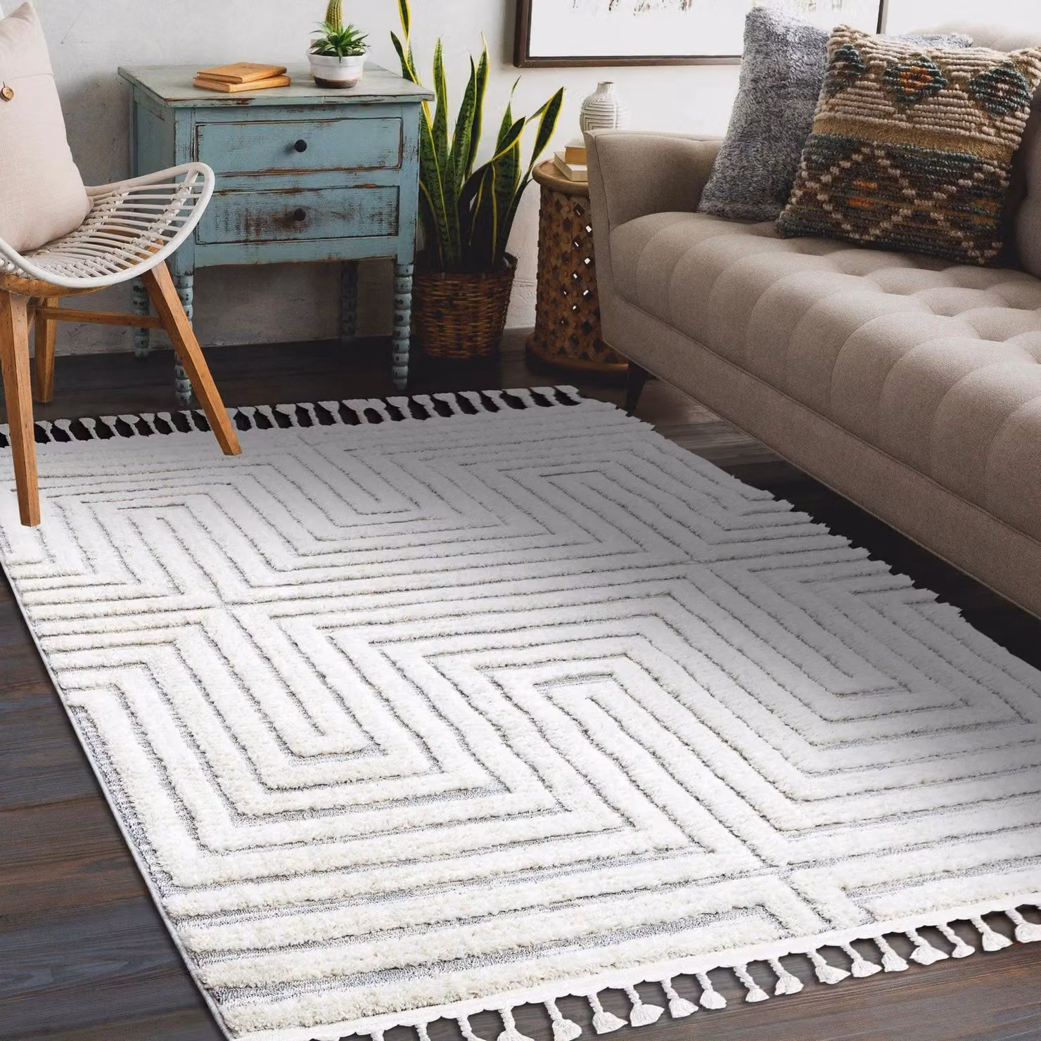 RugsX Sevilla Moroccan Style White Rug, W/D/H: 120 x 170 cm – 2
