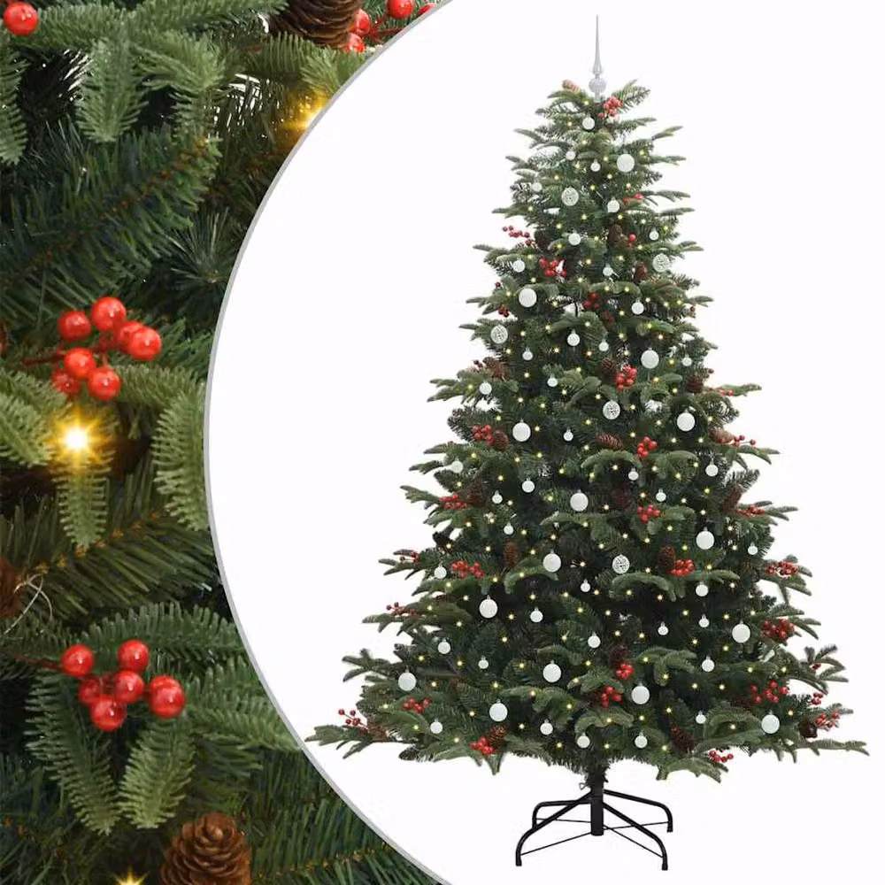 Berkfield Home Elegant Green Artificial Christmas Tree with 300 LEDs and Stand – 3