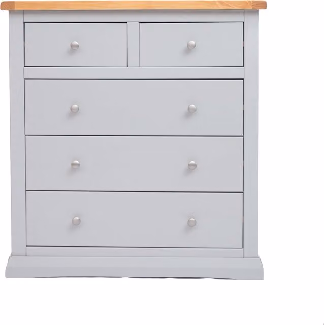 Cabinet Bits Loreo 5 Drawer Chest of Drawers in Light Grey with Chrome Knobs