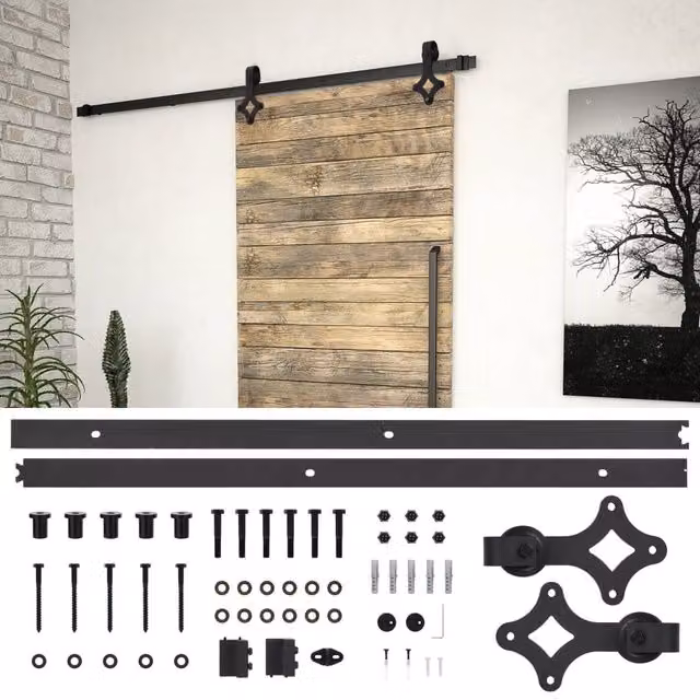Berkfield Home SKIEN Sliding Door Hardware Kit, Matt Black Steel