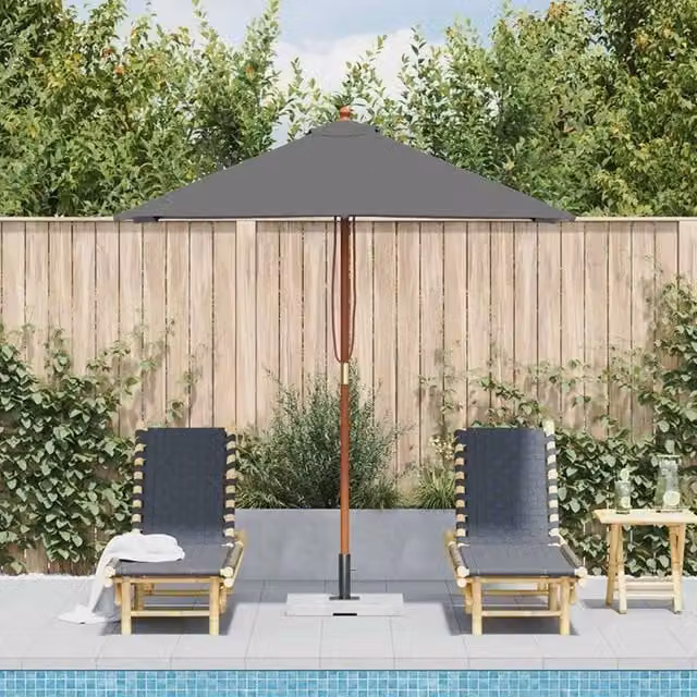 Berkfield Home Outdoor Parasol with Wooden Pole, Anthracite Grey, W: 200 cm, D: 150 cm