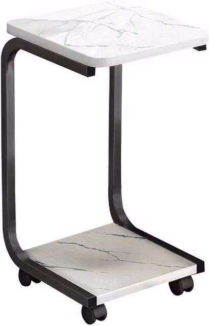 Kelvenix Modern White Small End Side Table with Serving Tiers and Sled Base – 1