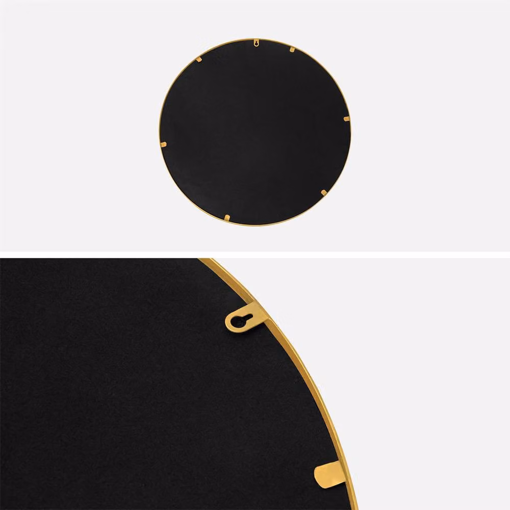Sweekeek Modern Round Metal Wall Mirror in Gold, Diameter: 60 cm – 3
