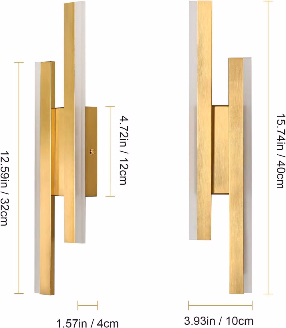 COMELY Modern LED Indoor Wall Light in Gold/Brass with Warm White Acrylic, W/D/H: 40 x 4 x 4 cm – 2