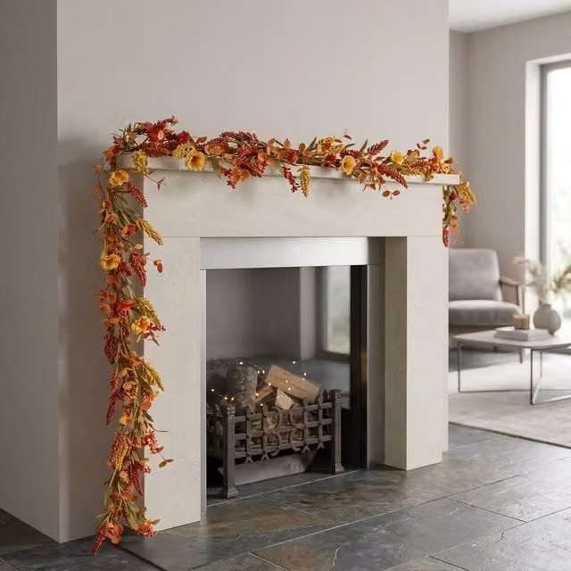 Garden Greatness The Harvest Autumn Swirl Garland in Orange and Multicolour