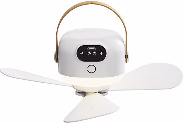 Latto Rechargeable Portable Ceiling Fan with Remote Control, Timer and Light in White