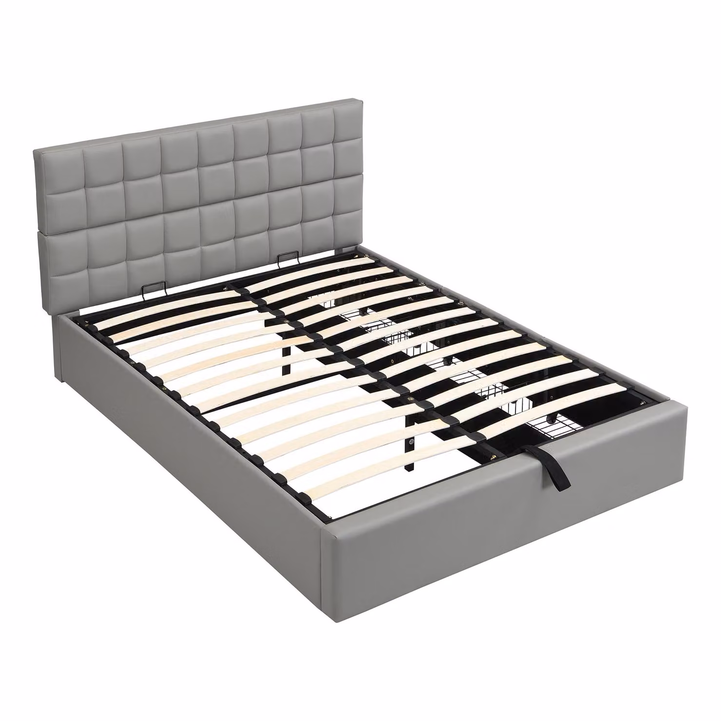 Aosom UK Elegant Grey Upholstered Storage Bed with Hydraulic Lift and 3 Drawers, W/D/H: 148 x 200 x 100 cm – 2
