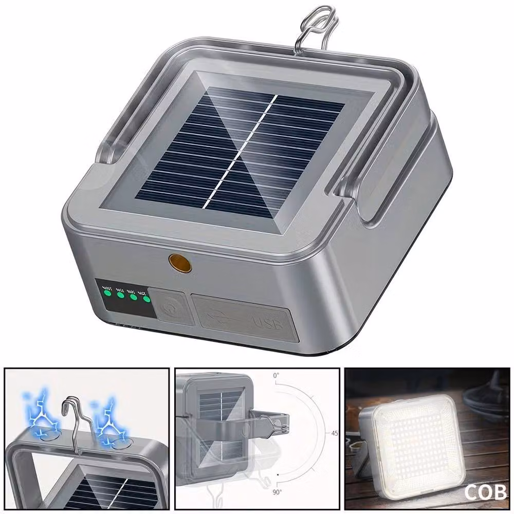 NESTLUNE Magnetic Solar 120 LED Rechargeable Work Light in Grey – 3