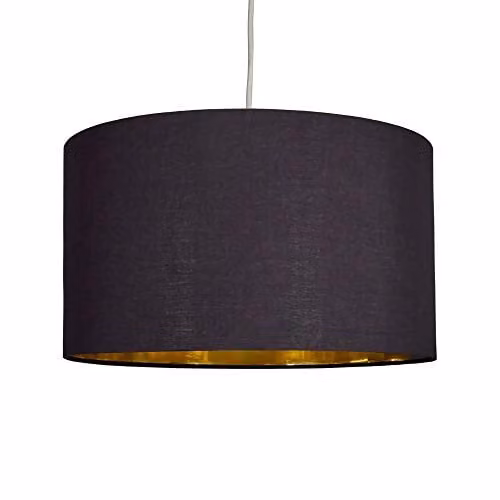 ValueLights Reni Modern Black and Gold Fabric Drum Ceiling Lamp Shade, Width: 45 cm – 1