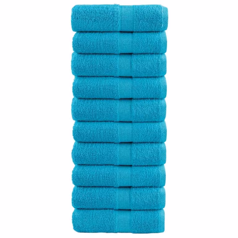Berkfield Home SOLUND Premium Cotton Soap Towels, Turquoise, 10 pcs, W/D/H: 30 x 30 x 30 cm, 600 gsm