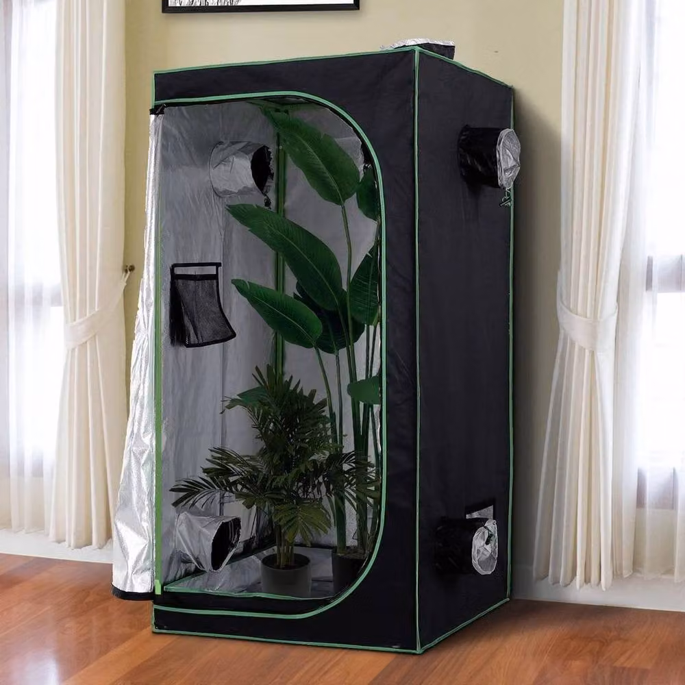 FLAVORA Black Mylar Hydroponic Grow Tent for Indoor Plants W/D/H: 80 x 80 x 160 cm – 3