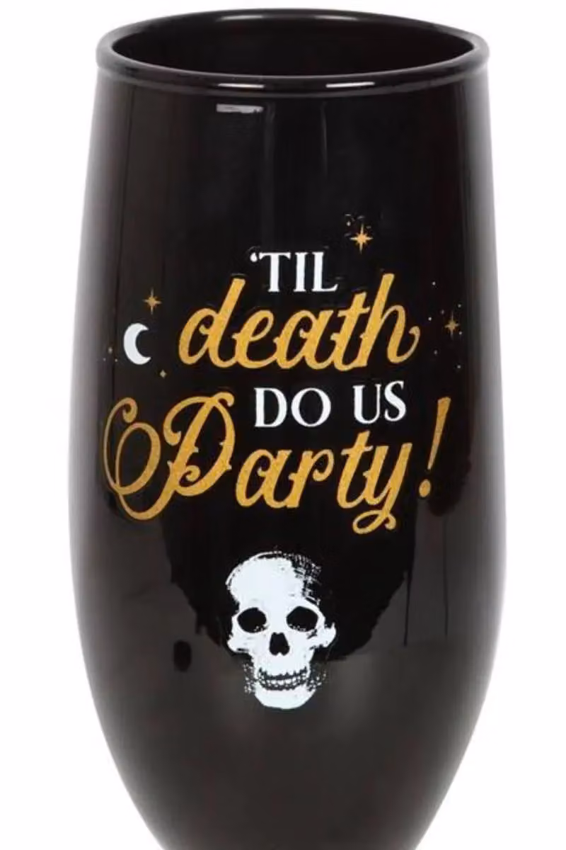Something Different Wholesale Til Death Do Us Party Champagne Flute Set in Black and Gold – 7