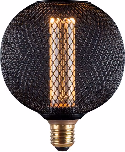 Harper Living Metal Cage LED Globe Bulb, E27 Filament Style, Dimmable, Black