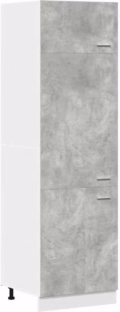 Berkfield Home Lyon Refrigerator Cabinet in Concrete Grey, W/D/H: 60 x 57 x 207 cm